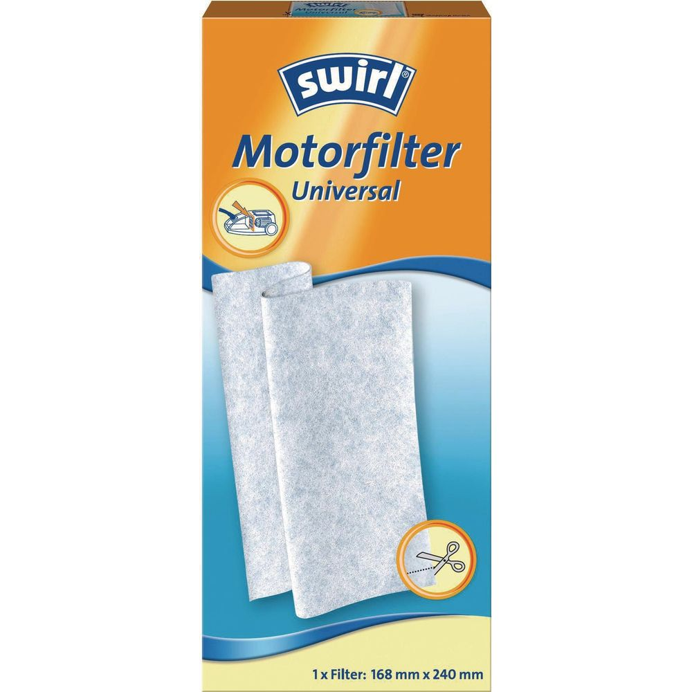 Verpackung für Swirl Universal Motorfilter mit zwei weißen Filtern.