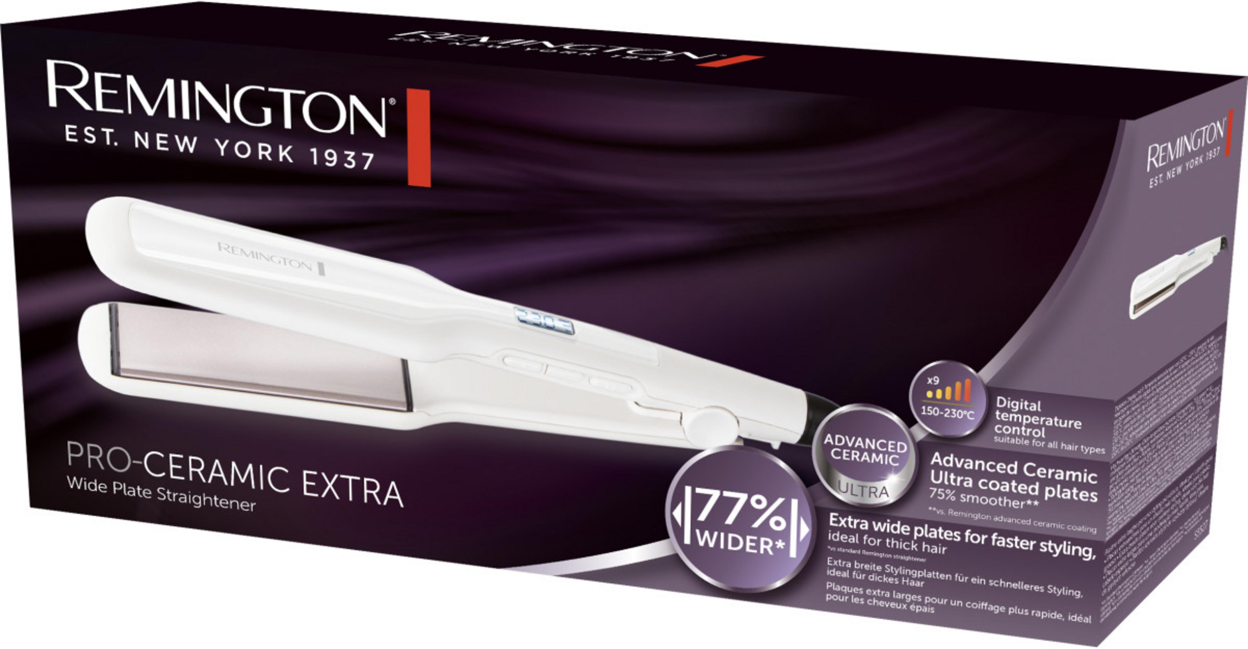 Liscia capelli Remington Pro-Ceramic Extra piastre larghe con controllo digitale.