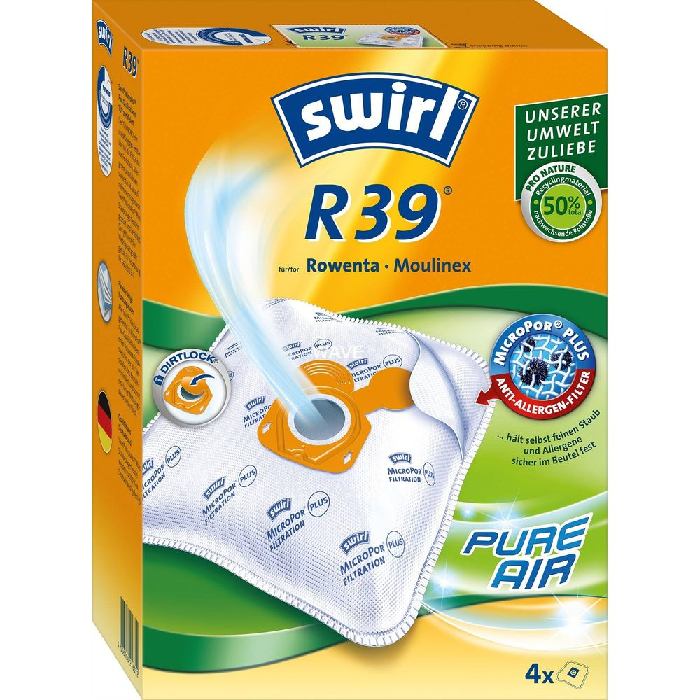 Paquete de bolsas para aspiradora Swirl R39 con filtración MicroPor Plus.