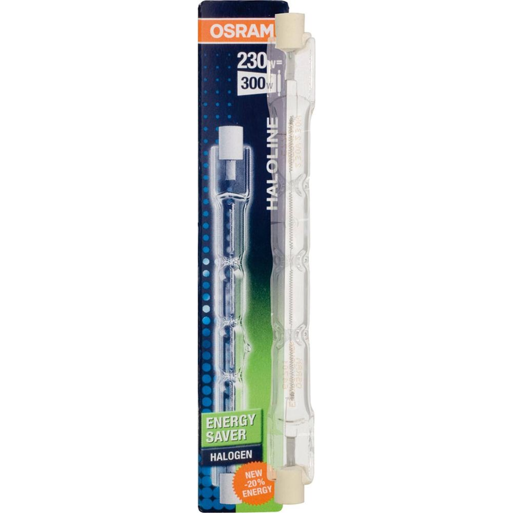 Lámpara halógena OSRAM Haloline, 230V, 300W, de bajo consumo.