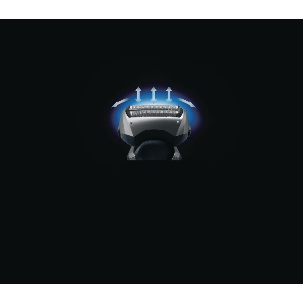 Głowica golarki z trzema strzałkami wskazującymi ruch w górę.