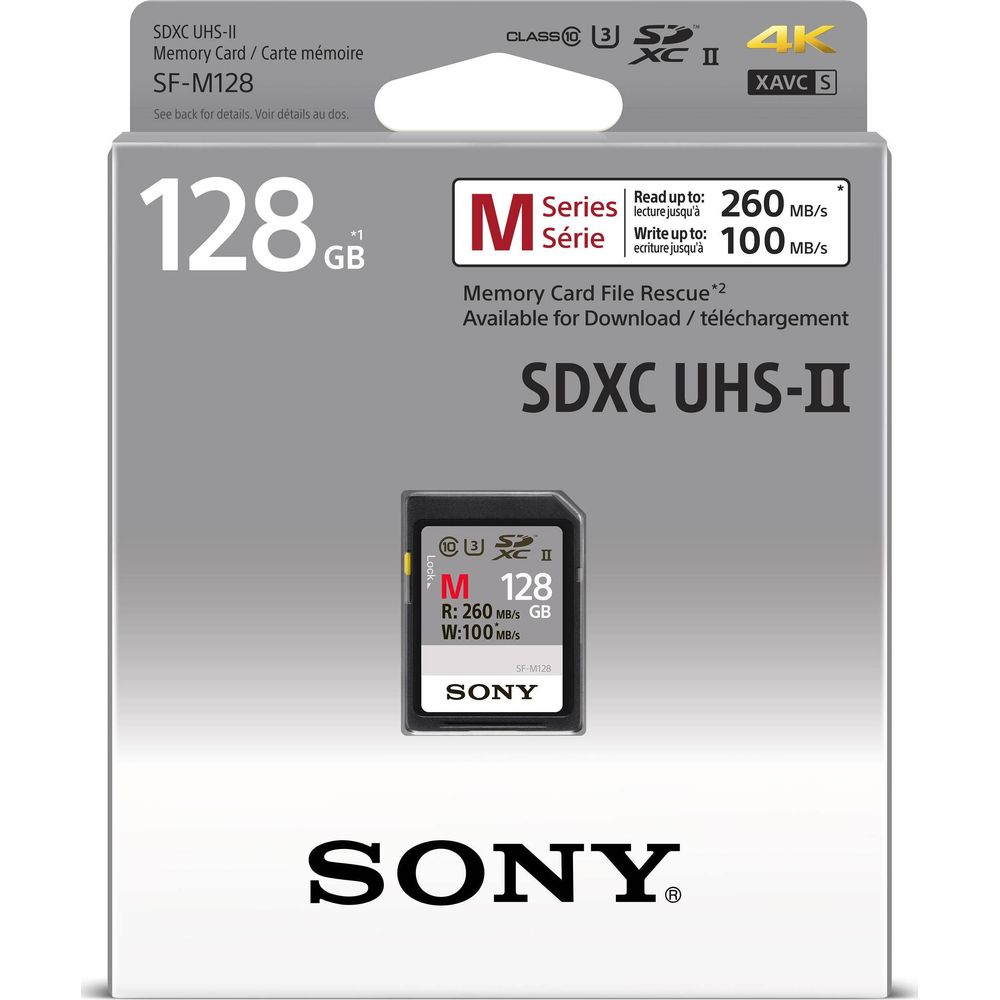 Carte mémoire Sony SDXC UHS-II, 128 Go, modèle SF-M128.