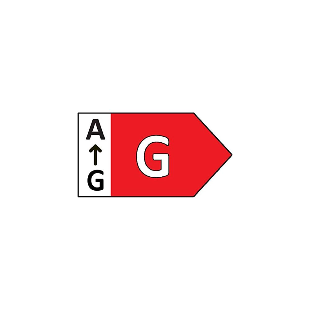 Etykieta energetyczna: Klasa G. Strzałka od A do G.