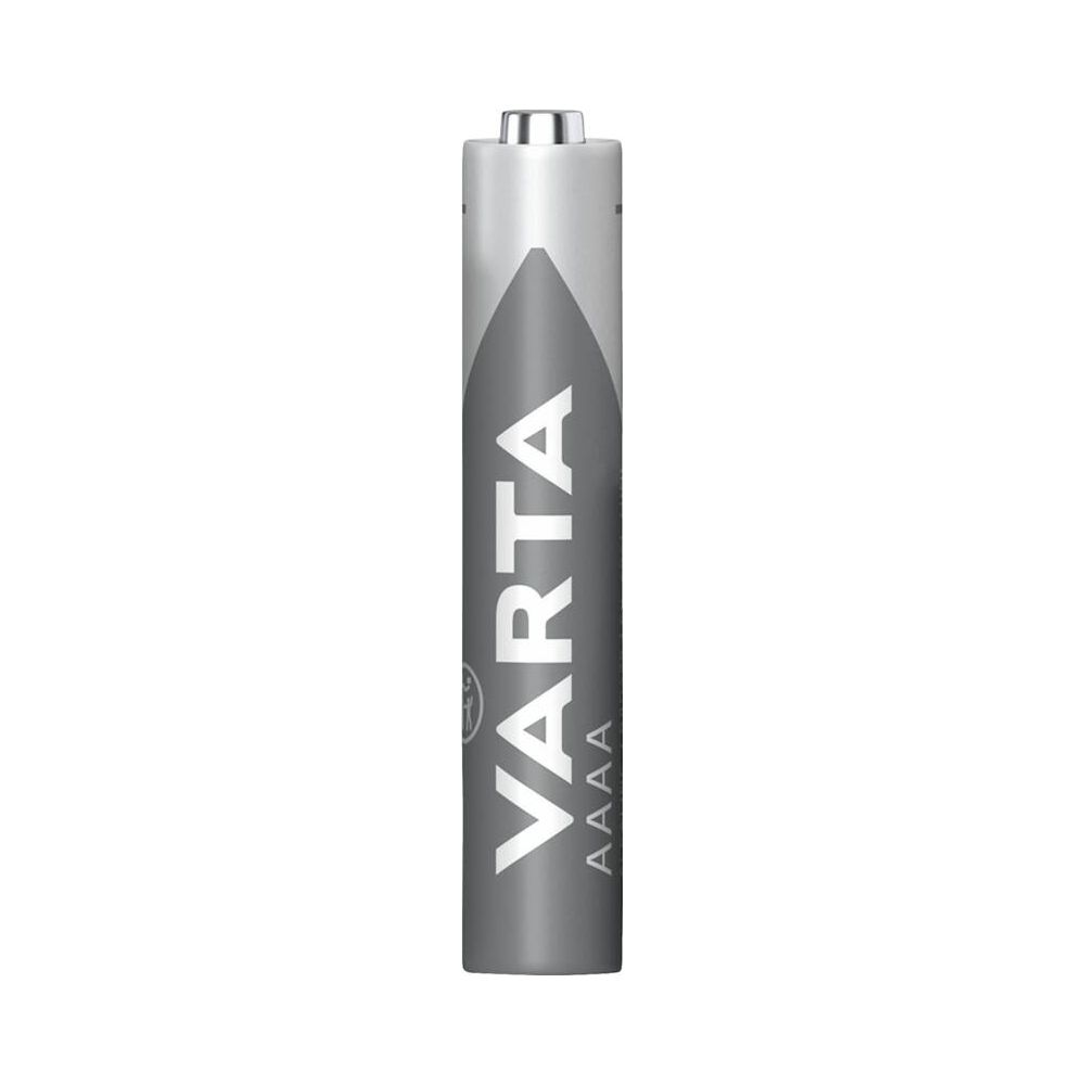Una batteria Varta AAAA con corpo grigio e argento.