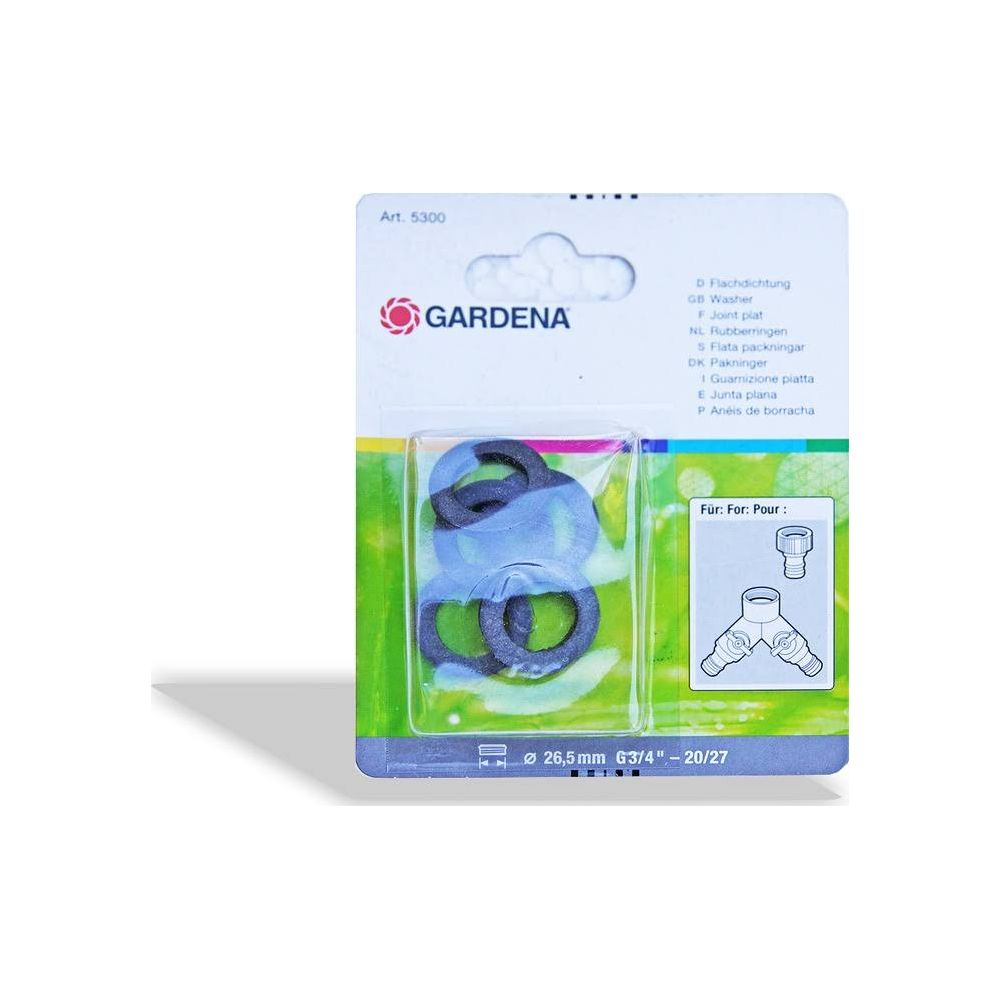 GARDENA Flachdichtungen in Blisterverpackung, Größe 26,5mm G3/4