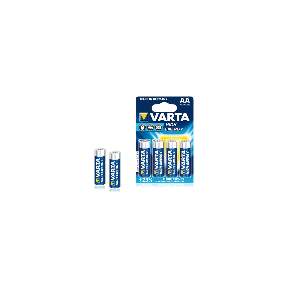Cztery baterie AA Varta High Energy w blistrze.