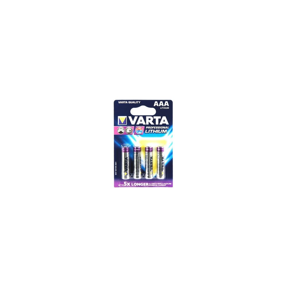 Varta AAA lithium batteries, 4-pack, with 5x longer life claim.