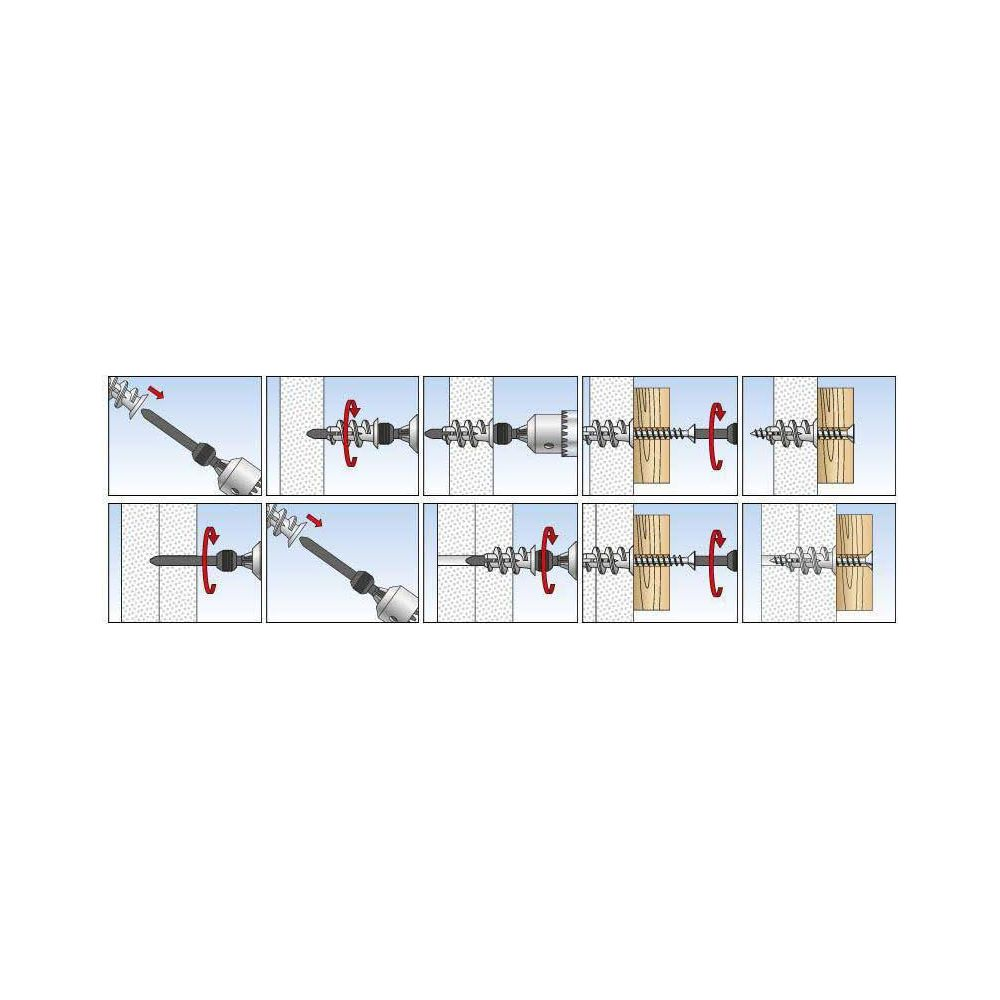 Schritt-für-Schritt-Anleitung zur Montage eines Dübels in einer Wand.