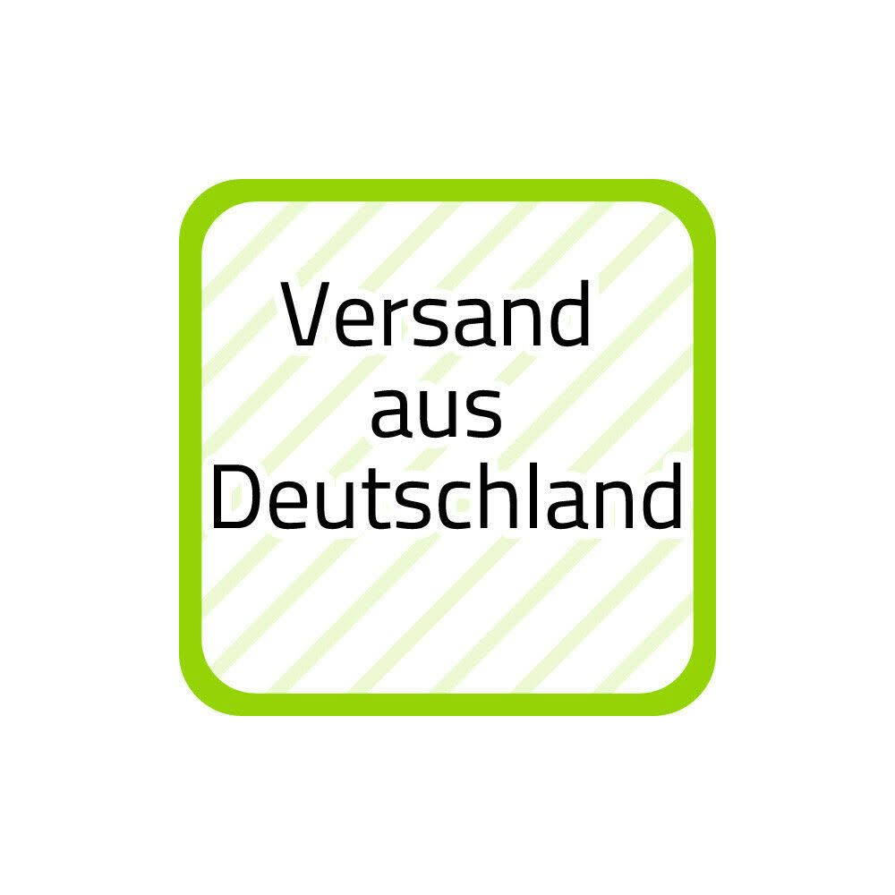 Versand aus Deutschland Schriftzug auf weißem Hintergrund.