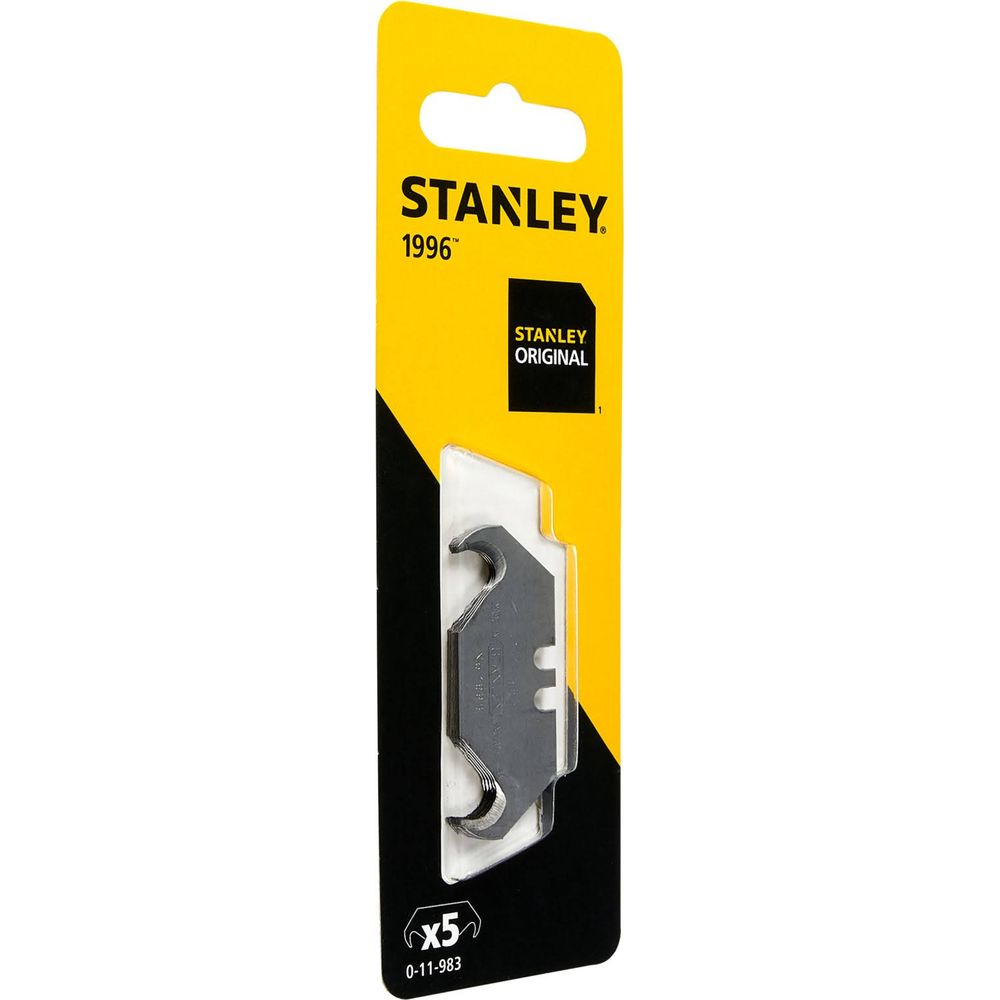 Paquete Stanley con 5 cuchillas de repuesto para navajas. Negro y amarillo.