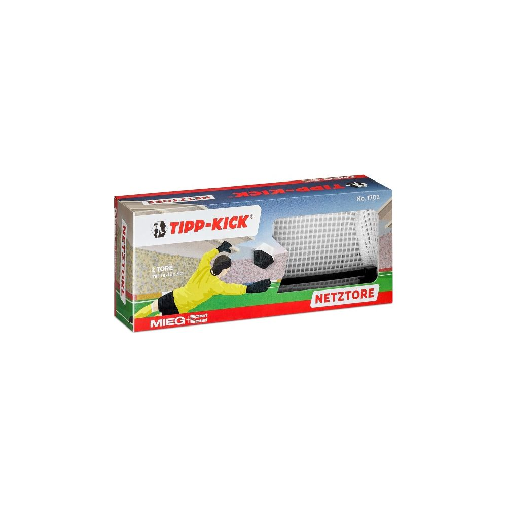 Verpackung für TIPP-KICK Tore mit Torwart in gelber Kleidung.