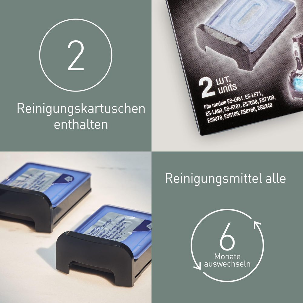 Deux cartouches de nettoyage et informations d'utilisation.