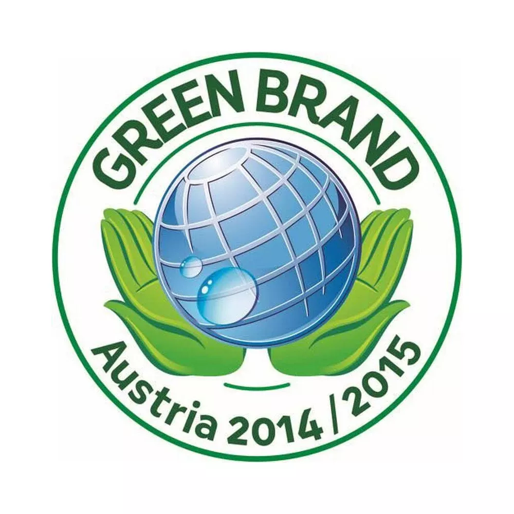Logo Marque Verte avec globe, mains et années 2014/2015.