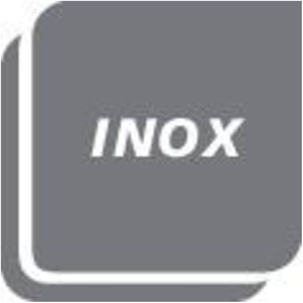 Quadrato grigio con testo bianco 'INOX'