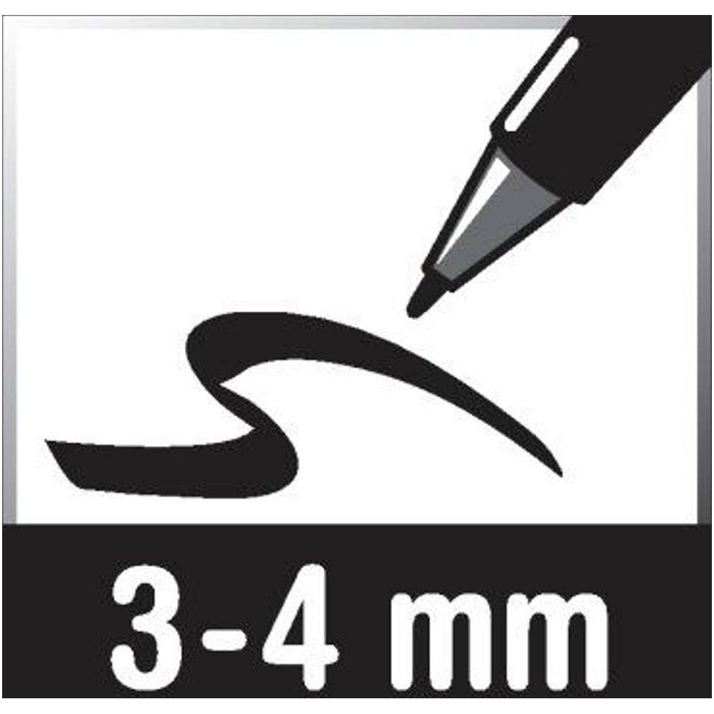 Schwarzer Stift mit einer Linie und der Angabe 3-4 mm.
