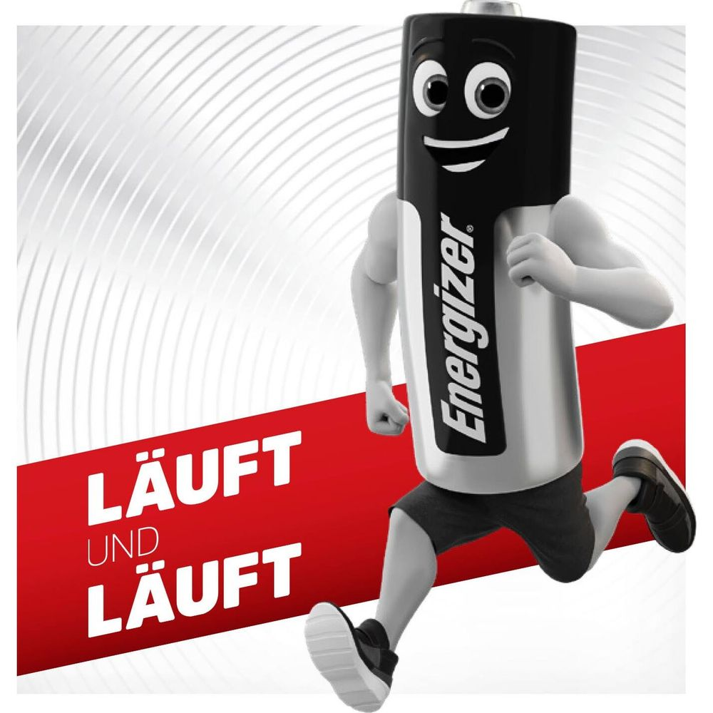 Bateria Energizer z rękami i nogami biegnie.