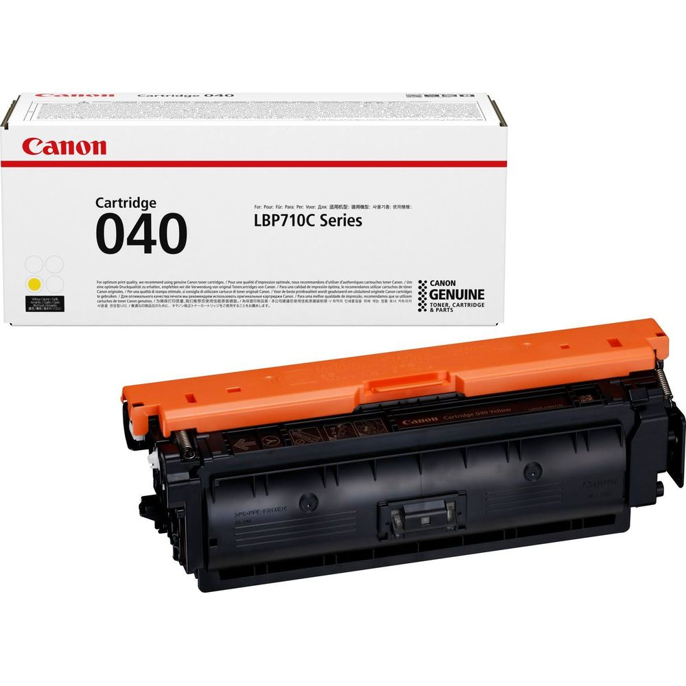 Żółty toner Canon 040, seria LBP710C, z pudełkiem.
