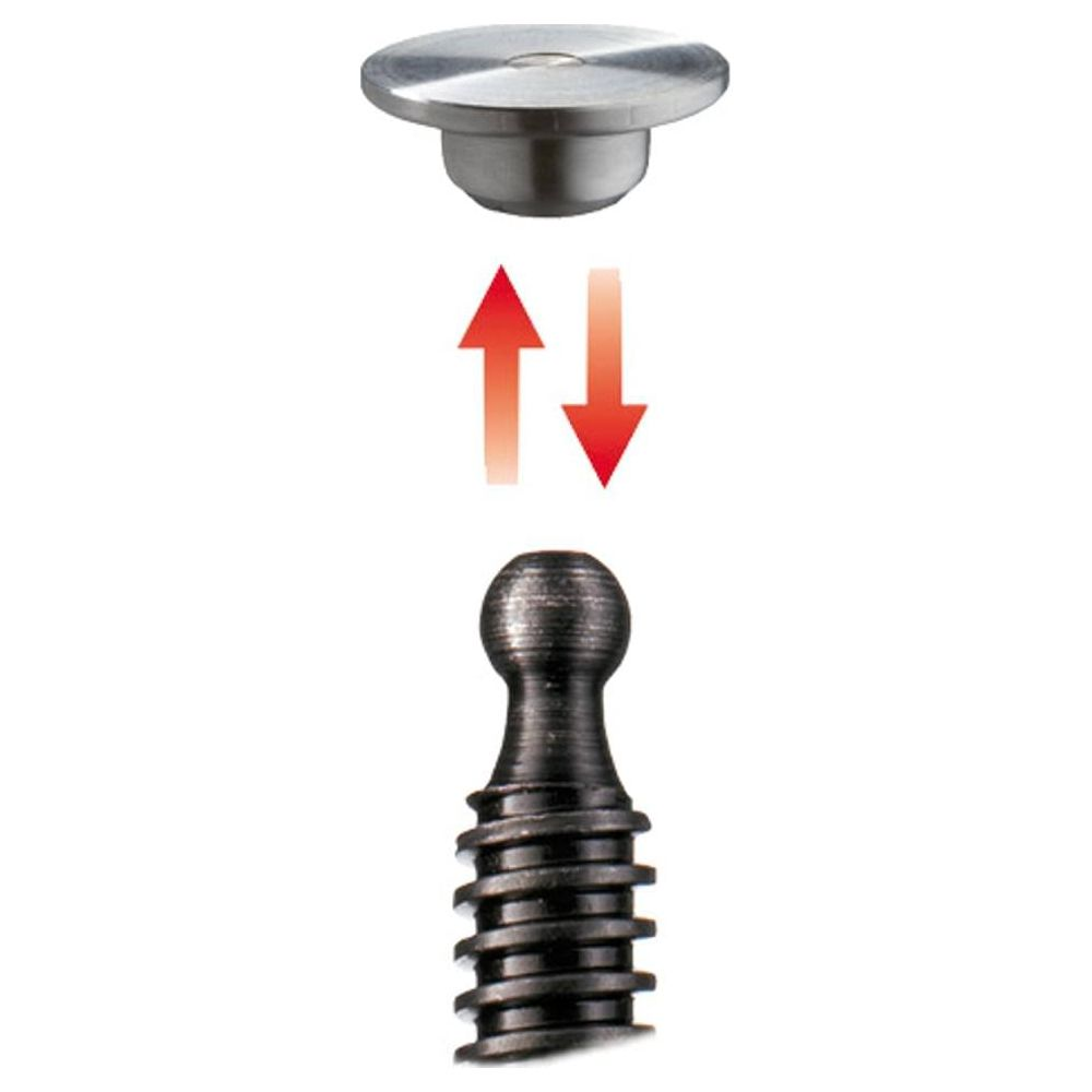 Metallkappe mit Pfeilen über einem Gewindeteil.