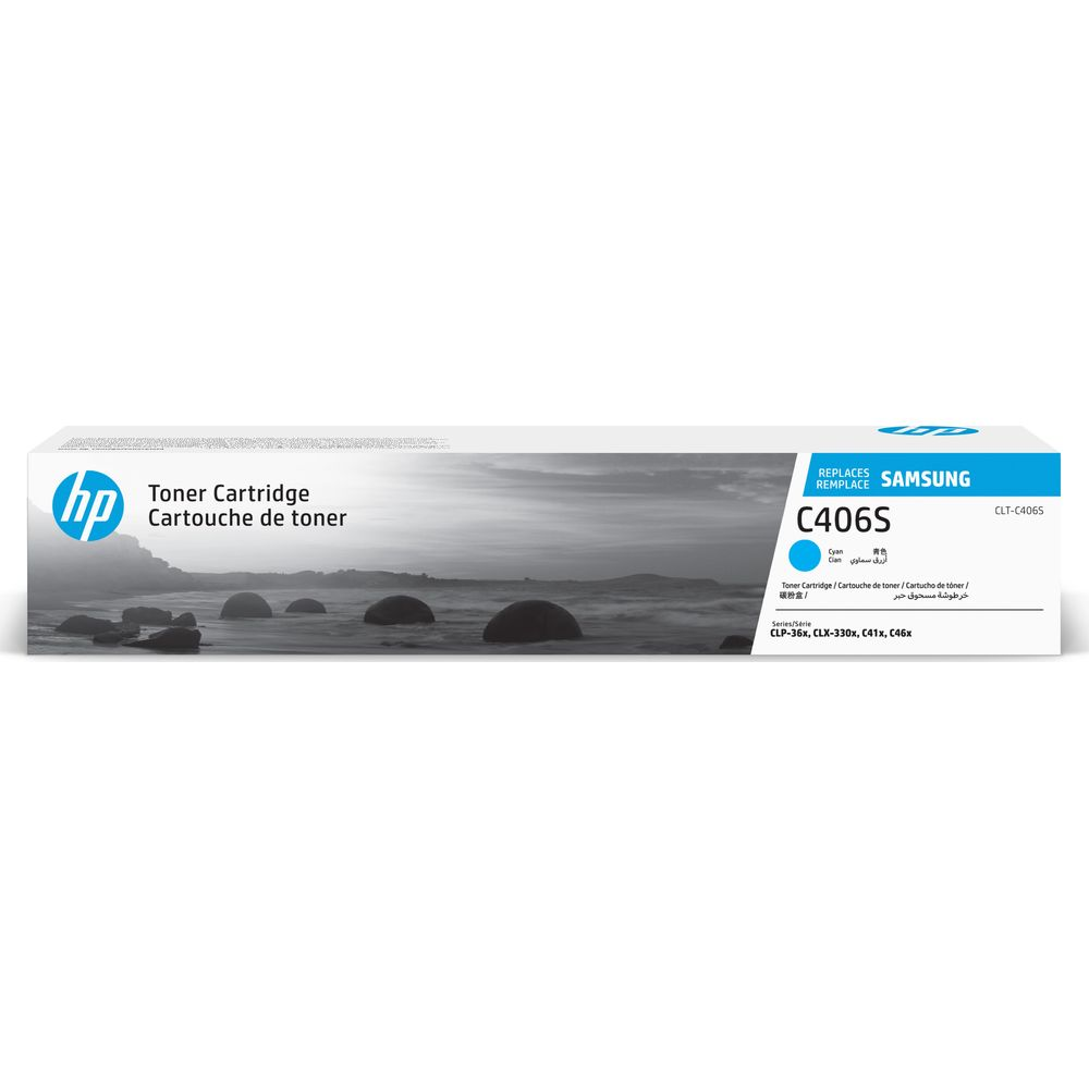 Cartuccia toner ciano HP C406S, sostituisce Samsung CLT-C406S.