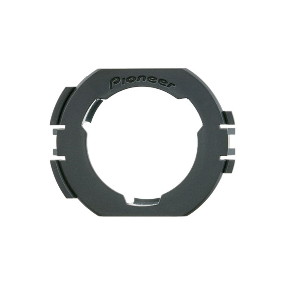 Un anneau de montage Pioneer noir avec découpes et le logo Pioneer.