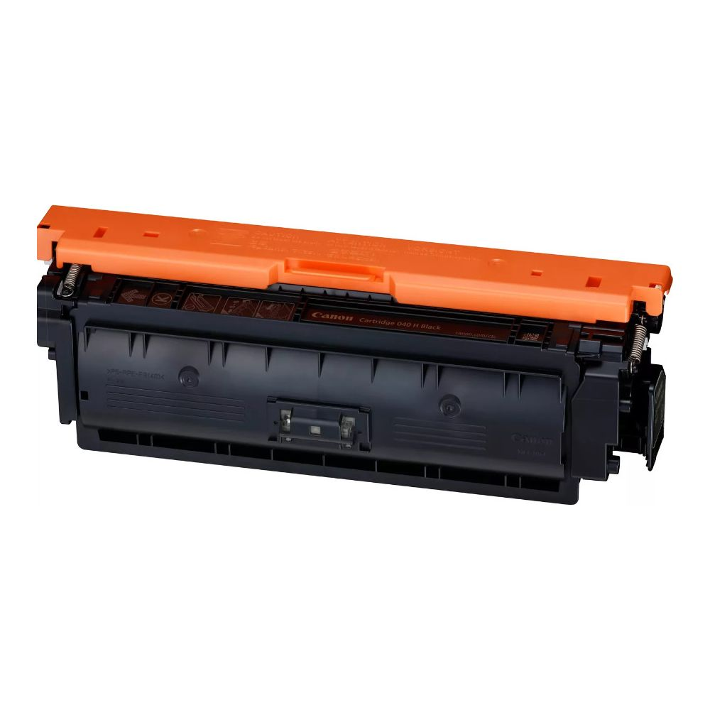 Cartuccia toner nera Canon 040 H con manico arancione.