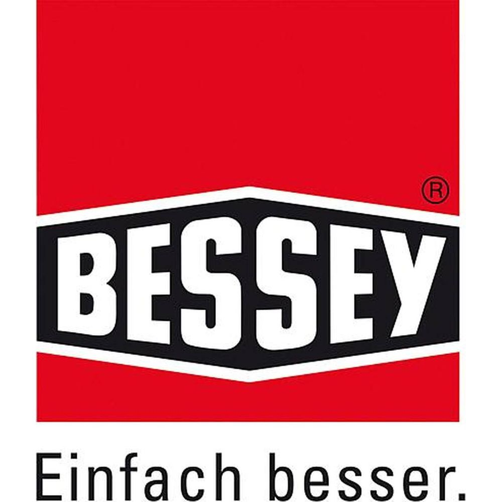 Logo mit rot-schwarzem Hintergrund und dem Schriftzug BESSEY.