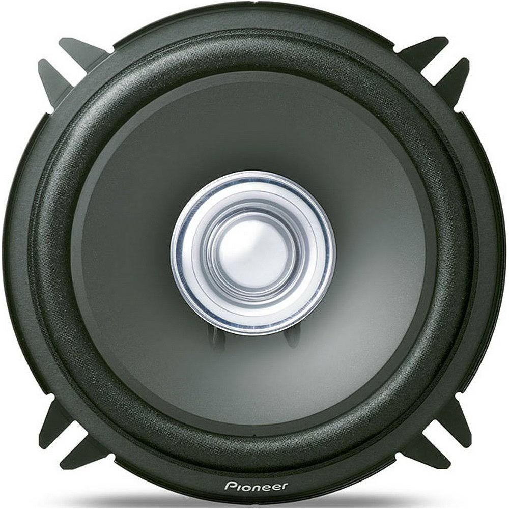 Haut-parleur noir avec centre argenté et logo Pioneer.