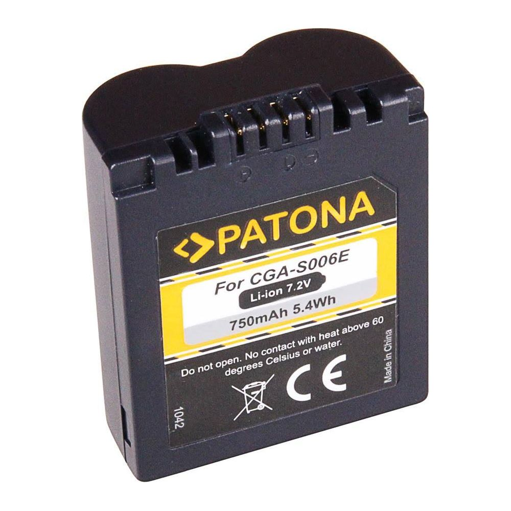 Schwarzer Akku für Kameras, Marke PATONA, 7.2V, 750mAh.