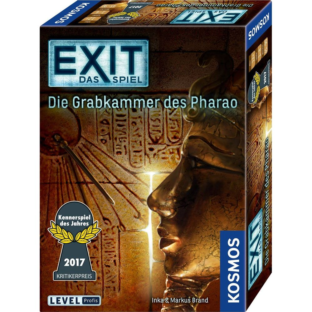 EXIT: Die Grabkammer des Pharao Brettspielbox mit ägyptischem Design und Goldmaske.