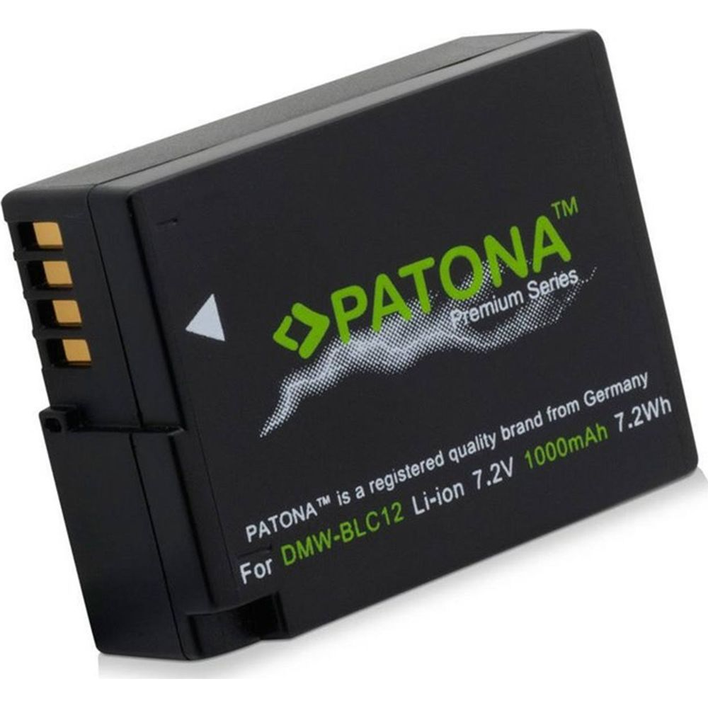 Schwarzer PATONA Akku für DMW-BLC12 Li-ion 7.2V 1000mAh.