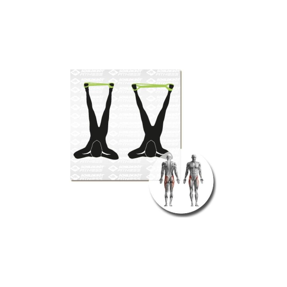 Silhouette nere di due persone che usano un trainer con fascia di resistenza verde.