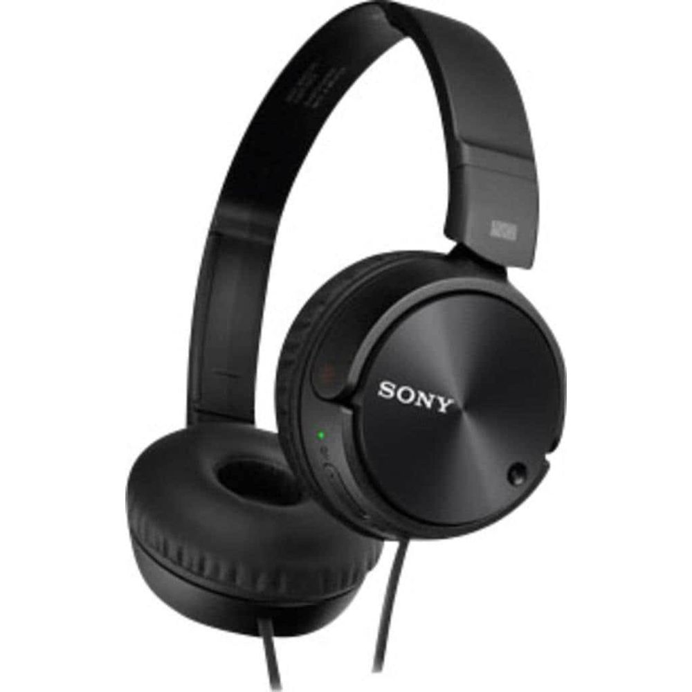 Casque Sony noir avec arceau rembourré et écouteurs ronds.
