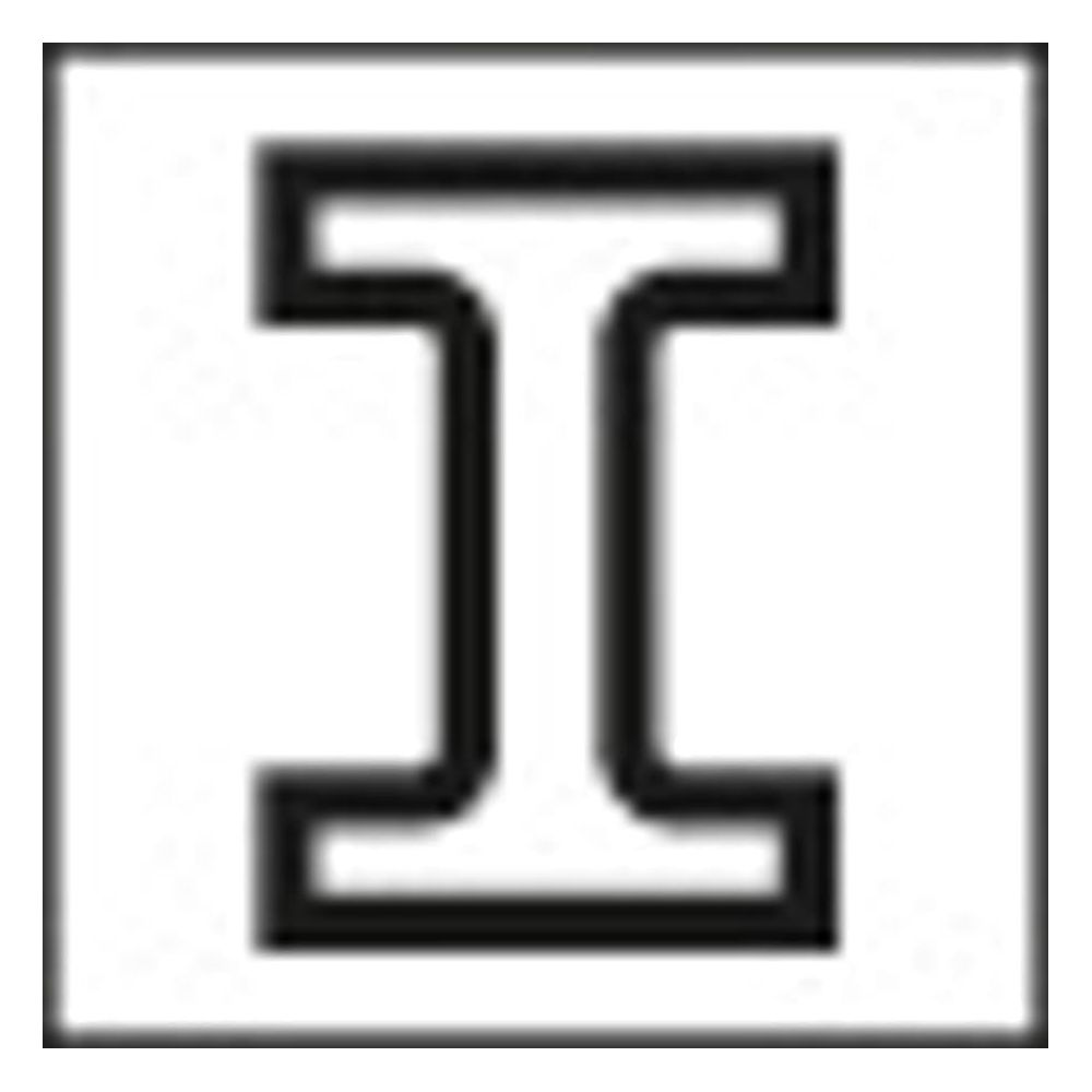 Ein schwarzes Symbol "I" auf weißem Hintergrund.
