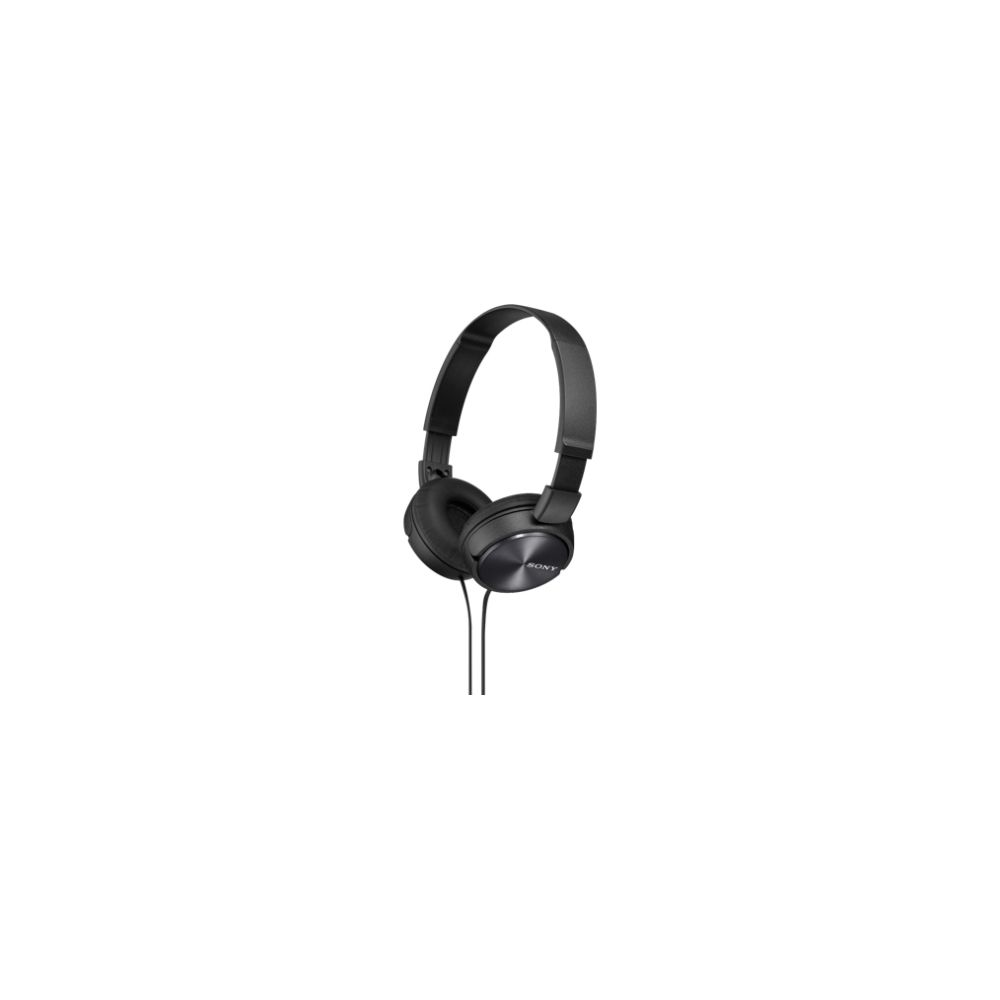 Auriculares Sony negros con cable sobre fondo blanco.
