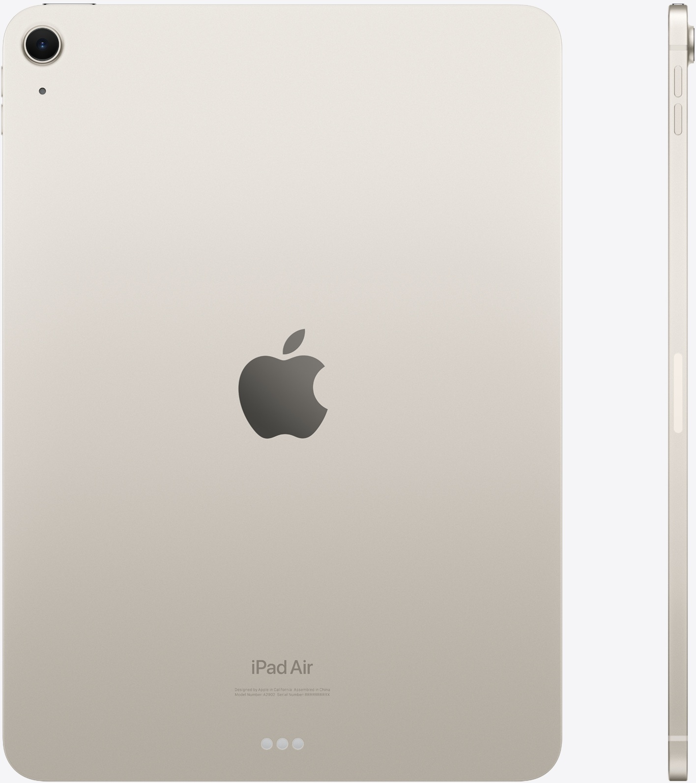 Reverso de un iPad dorado claro con logo de Apple y módulo de cámara.