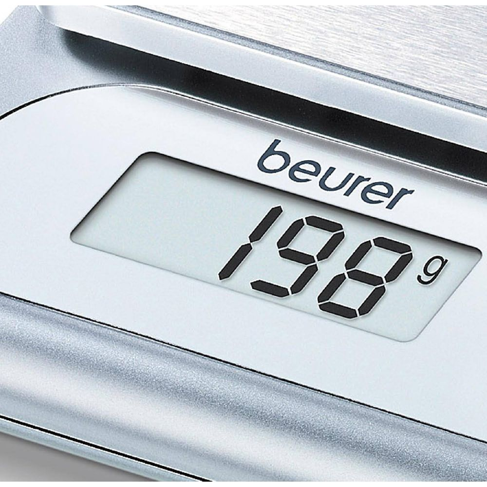 Bilancia digitale mostra 198g, marca Beurer.