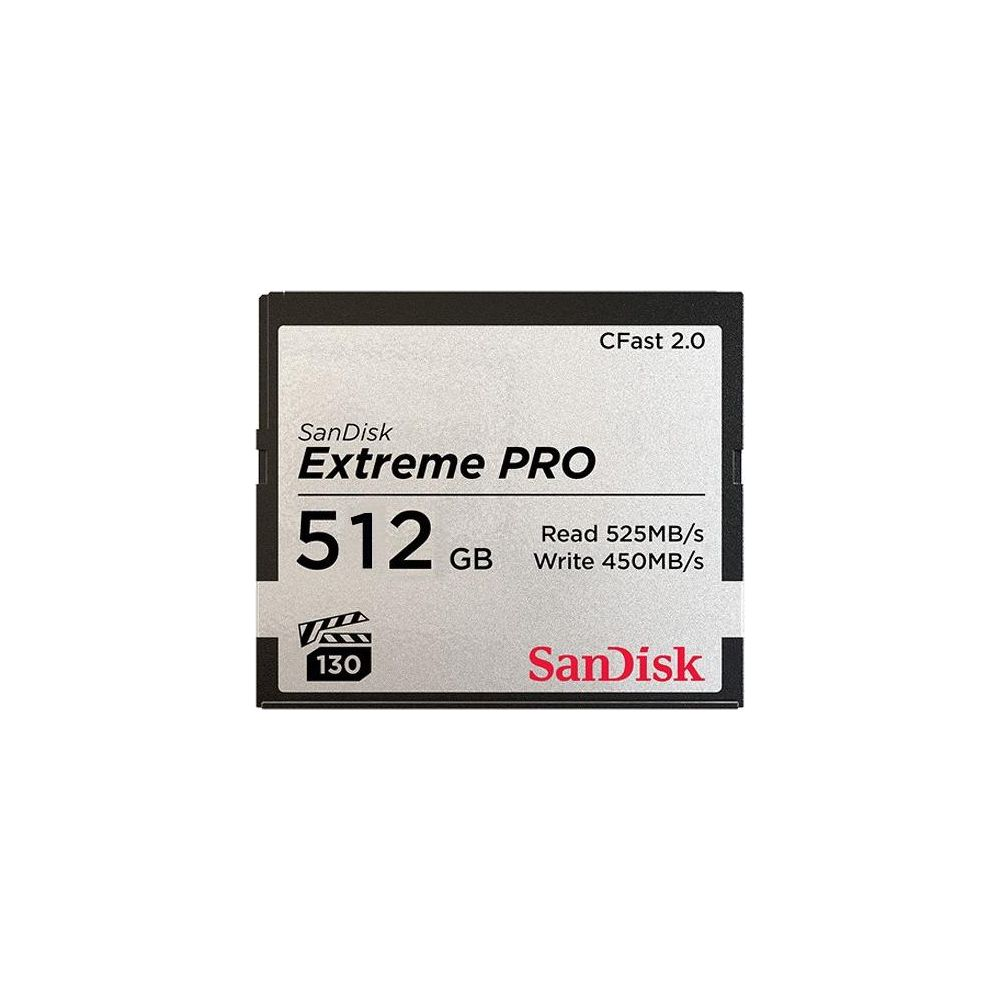 SanDisk Extreme PRO CFast 2.0 512GB Speicherkarte mit 525MB/s Lesen, 450MB/s Schreiben.