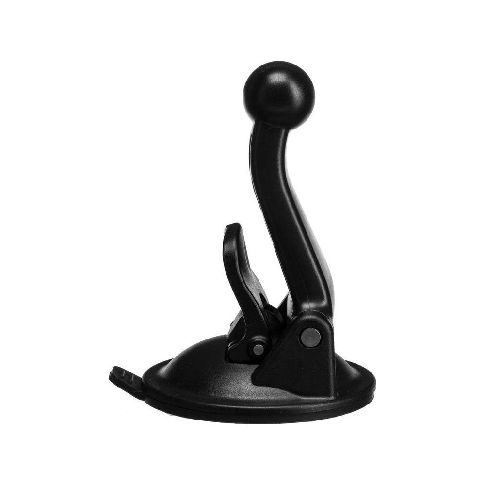 Supporto con ventosa nera, braccio di presa e pomello rotondo.