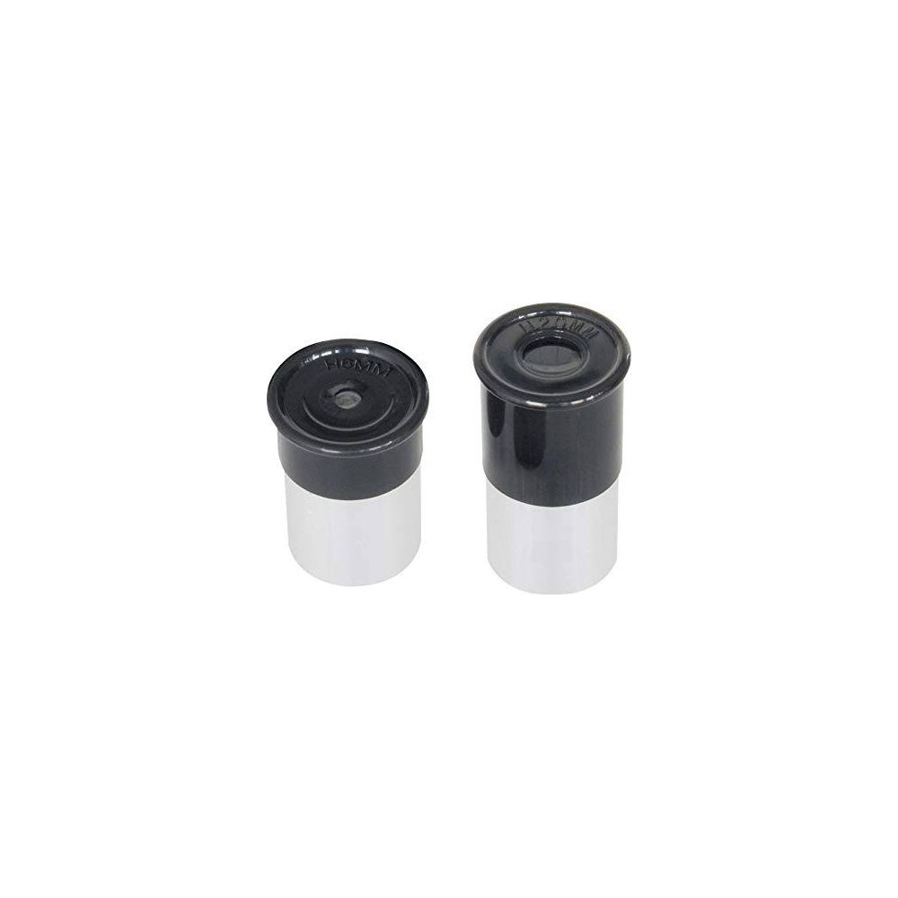 Dos oculares negros y plateados con marcas.