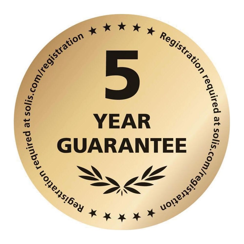 5 Jahre Garantie, Registrierung erforderlich unter solis.com/registration