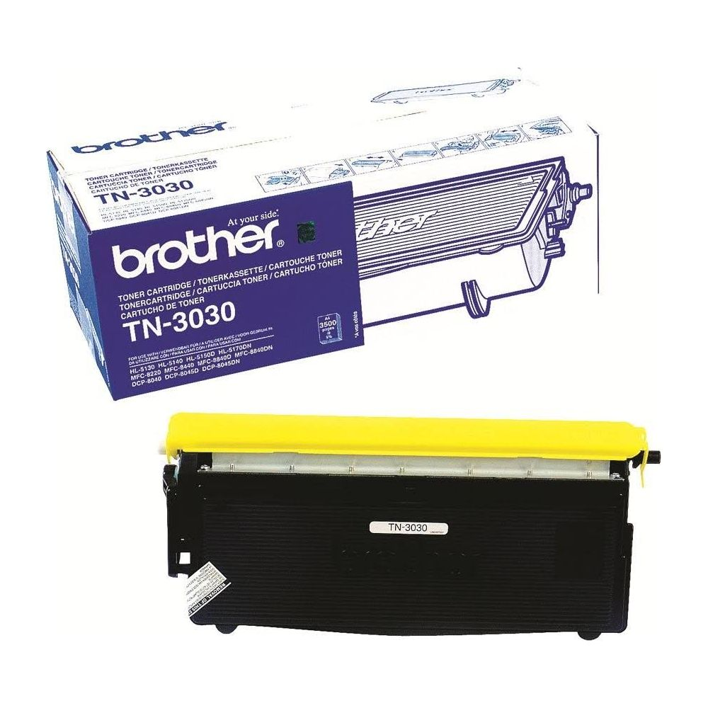A Brother TN-3030 toner box with the cartridge beside it.