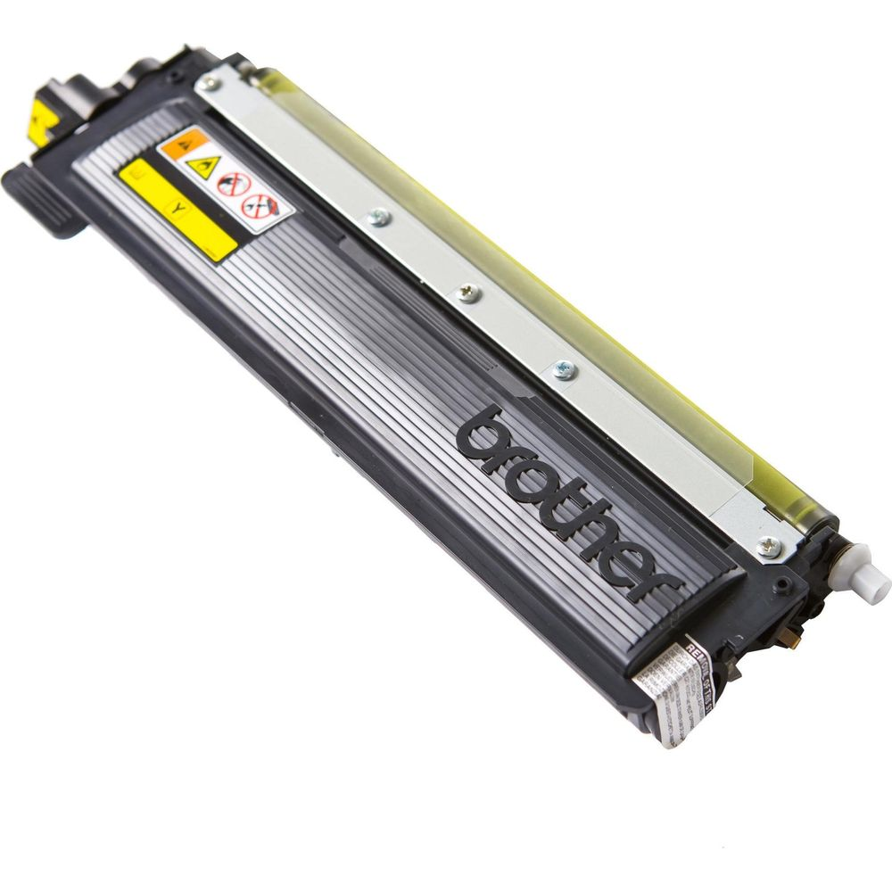 Toner Brother, czarno-żółty, z symbolami ostrzegawczymi z przodu.