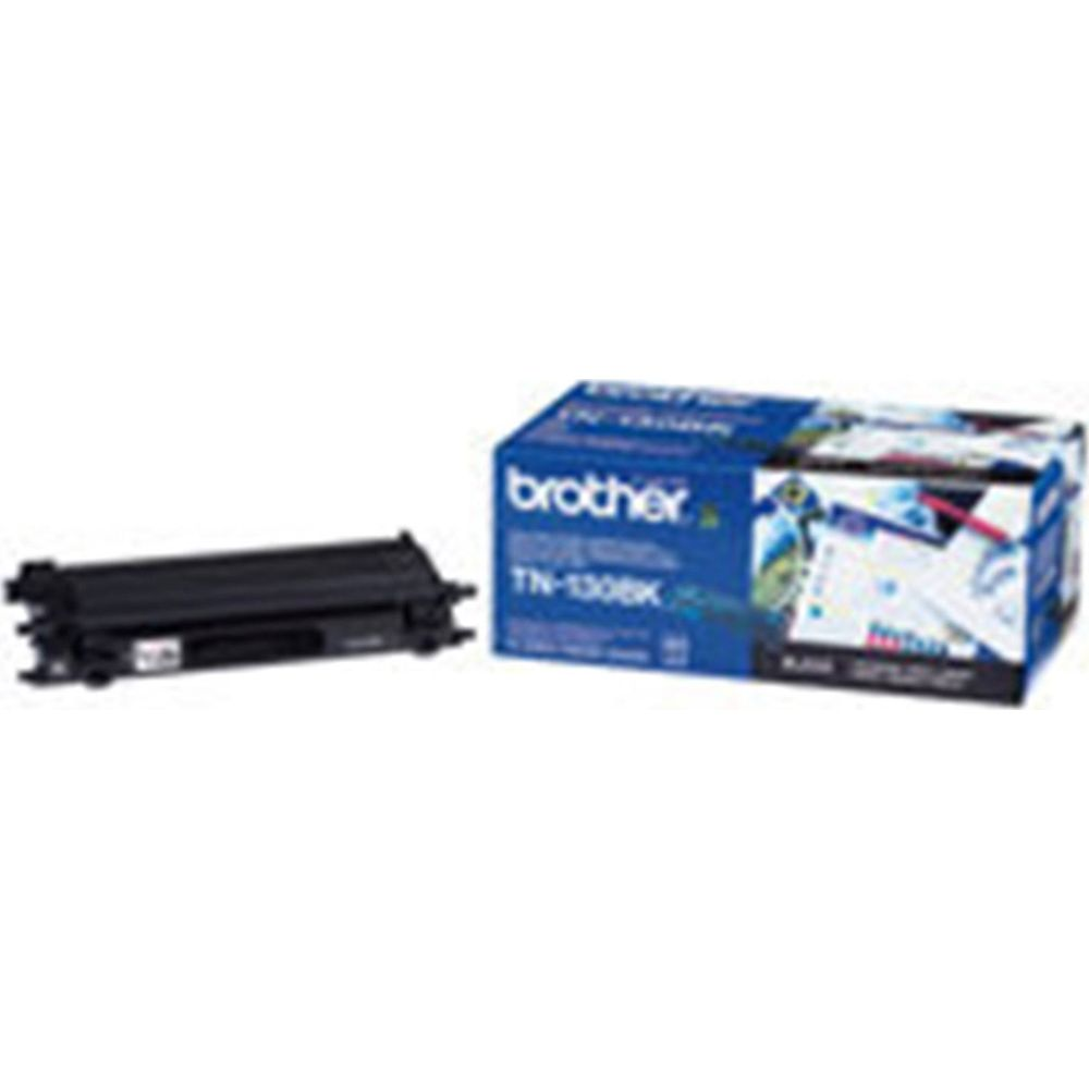 Czarny toner Brother TN-1300BK obok niebieskiego opakowania.