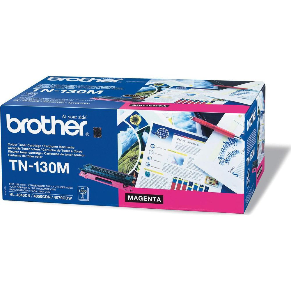 Toner Brother TN-130M magenta z obrazem pola słoneczników.