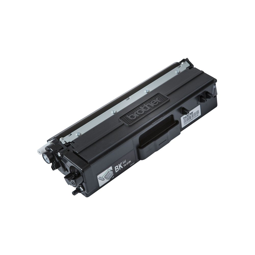 Une cartouche de toner Brother TN-310K noire avec des accents argentés.