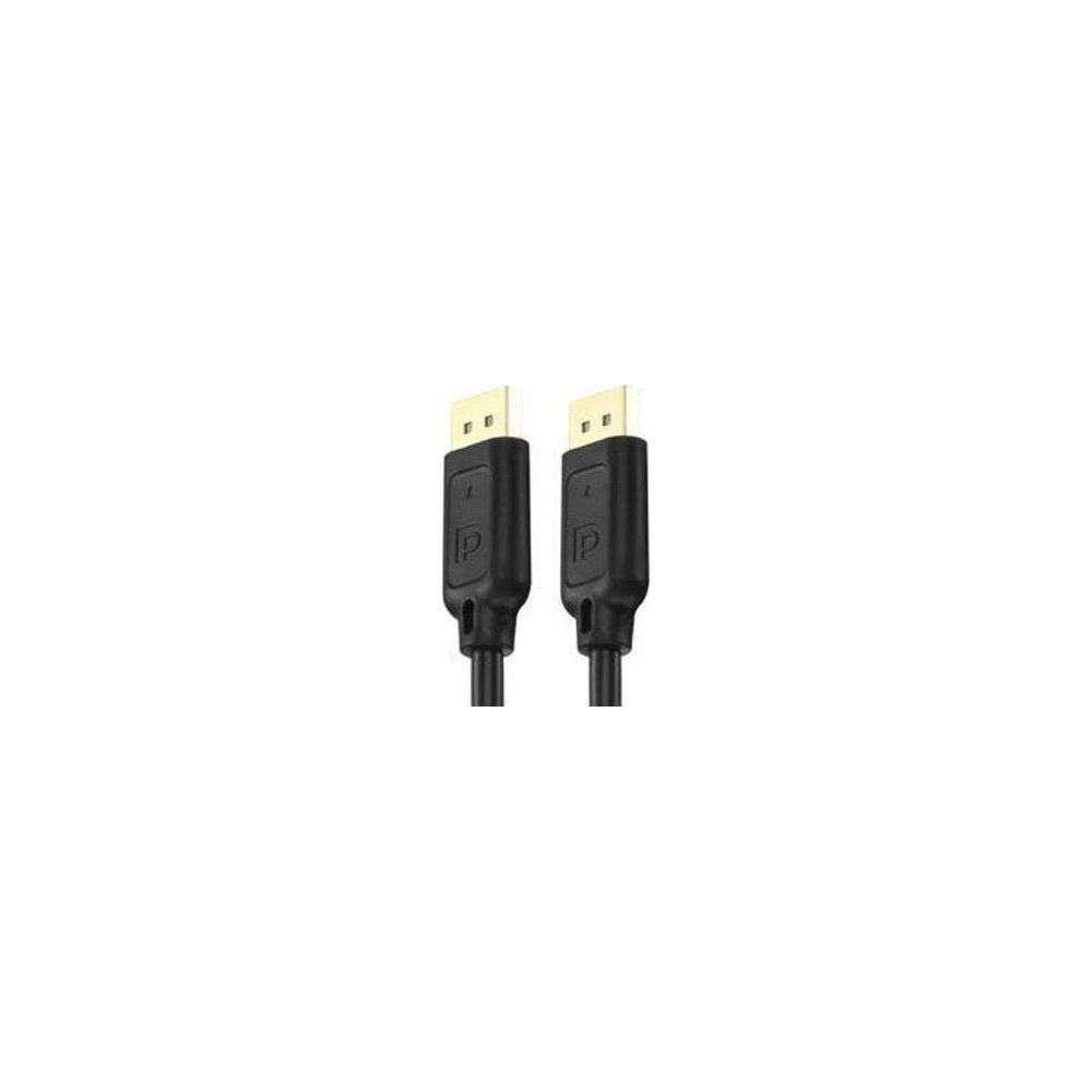 Zwei schwarze Kabel mit goldenen DisplayPort-Anschlüssen.