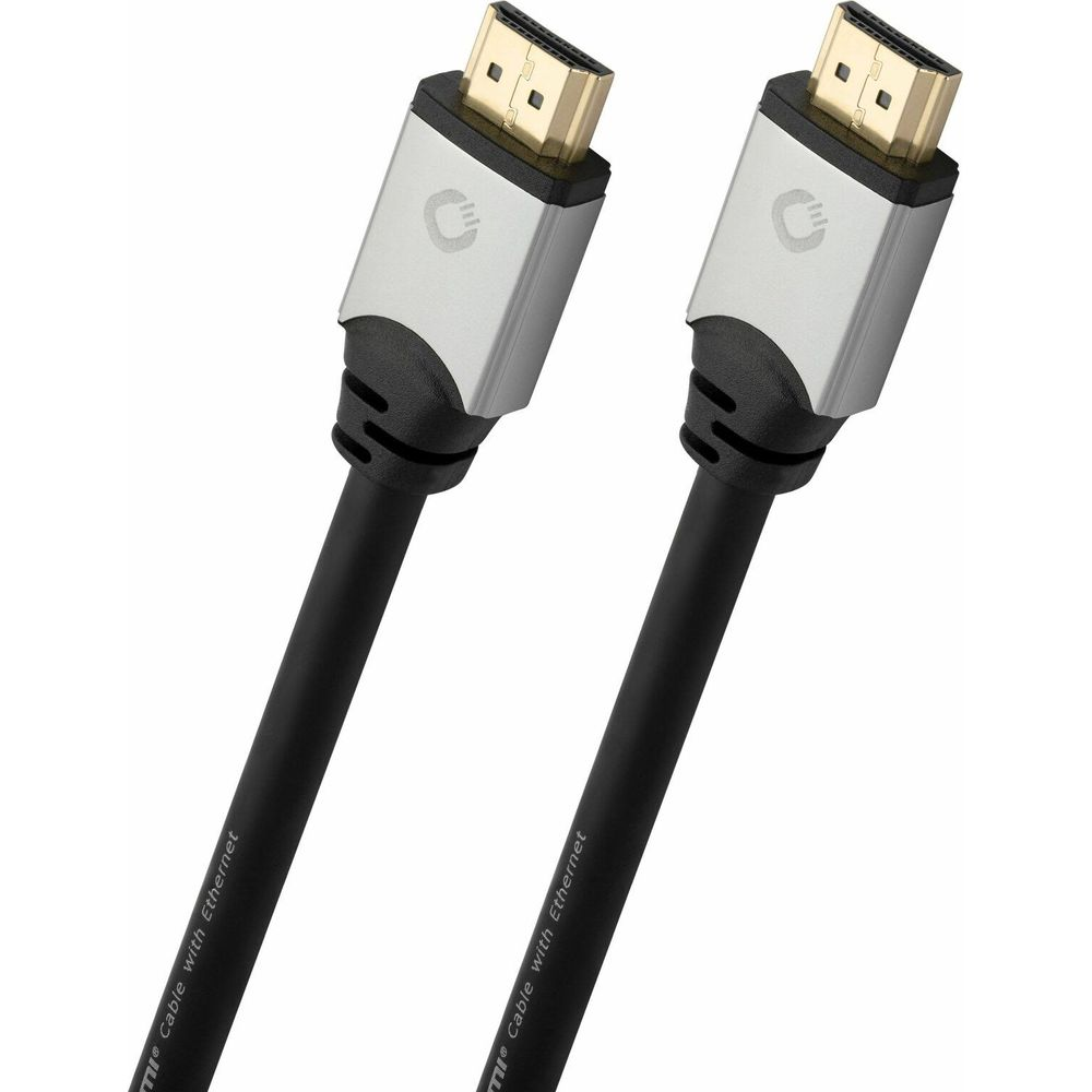 Zwei HDMI-Kabel mit goldenen Steckern und silbernen Kappen auf weißem Hintergrund.