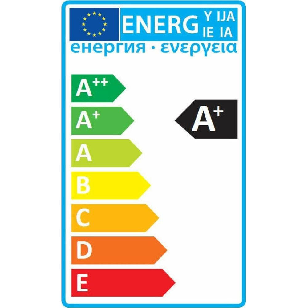 Etichetta energetica scala da A++ a E. A+ è evidenziata.