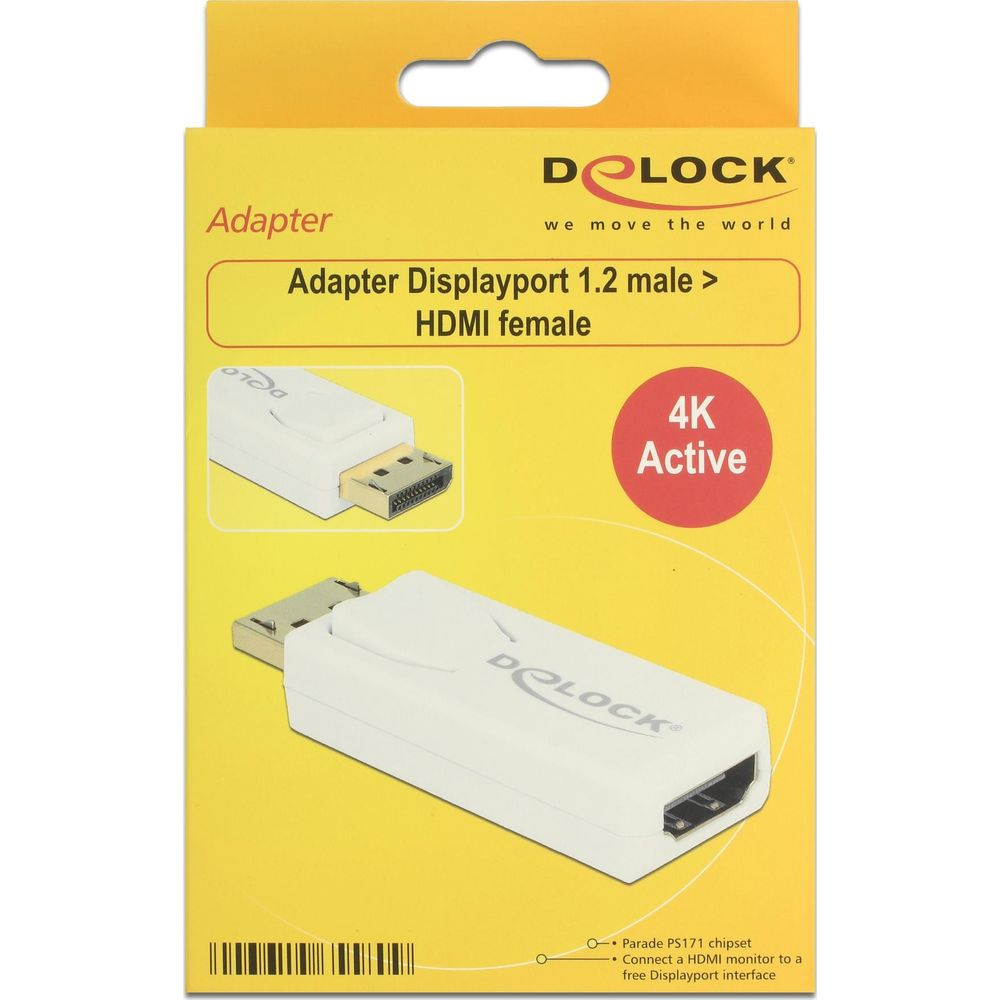DeLOCK adapter: Displayport 1.2 male naar HDMI female, 4K active.