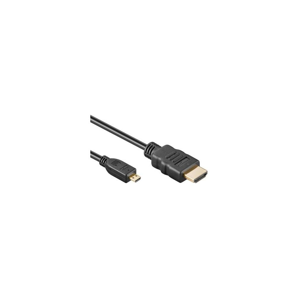 Ein schwarzes HDMI-zu-Micro-USB-Kabel mit goldenen Anschlüssen.